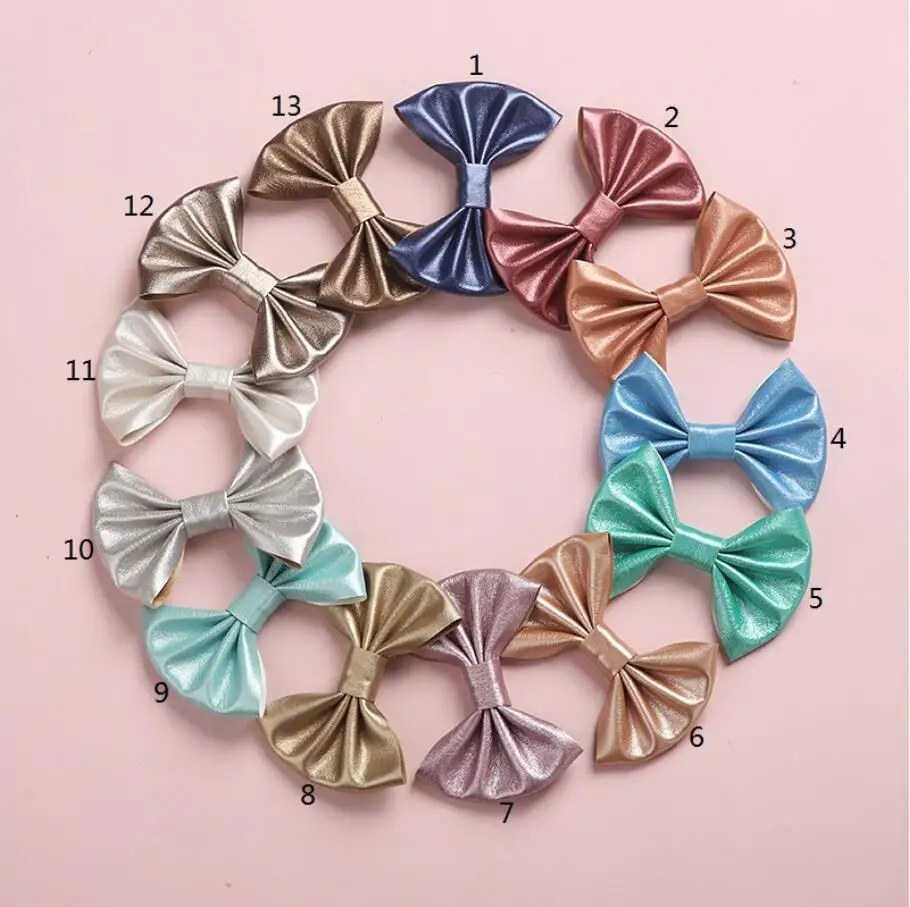 

24Pcs/Lot, 3.0"Inch Handmade Leather Baby Hair Bow,Girls Hair Clip,Kids Cotton Head Bows Hairgrips for Girls Hair Accessories