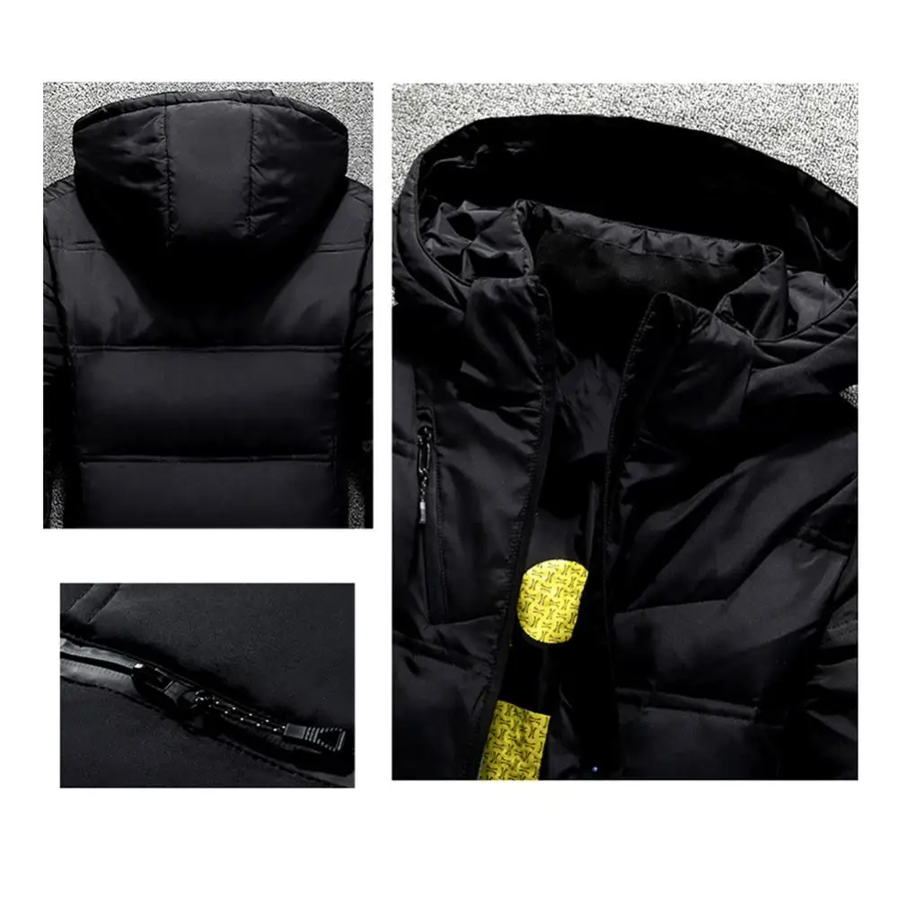 Men Outwear Coat Winter Autumn Thicken Padded Down Jacket Hooded Slim-Fit Short Down Jacket Warm Thicken Hooded Thick Warm Coat