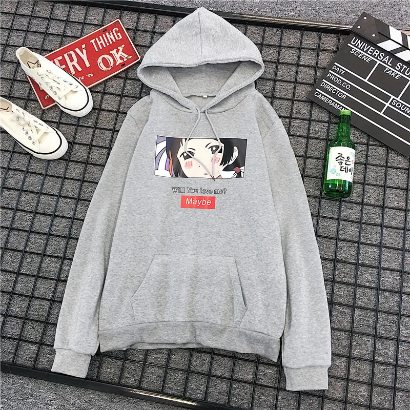 Gray ZSIIBO Harajuku уличная Толстовка для женщин с длинным рукавом Толстовка капюшоном корейский Ulzzang печати Флисовые Кофты Женское пальто - Цвет: Gray
