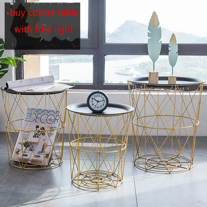 Креативный скандинавский золотой железный металлический журнальный столик