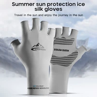 summer elastic sun proof ice silk cool thin gloves men touch screen anti slip anti uv cycling breathable gloves
