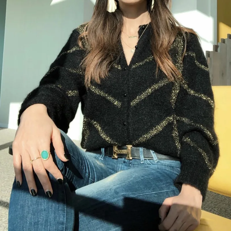 Женский мохеровый однобортный Кардиган свободный трикотажный кардиган с