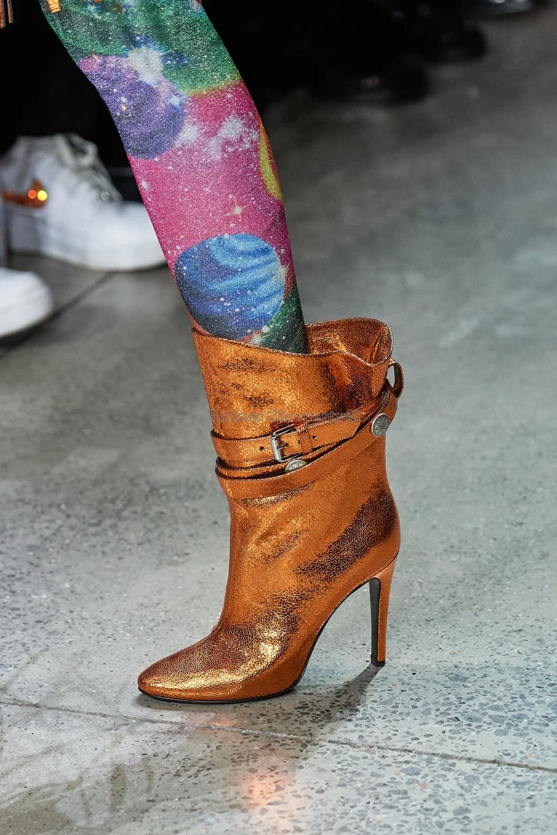 Женские дизайнерские ботинки на шпильке заостренный носок тонкий высокий каблук