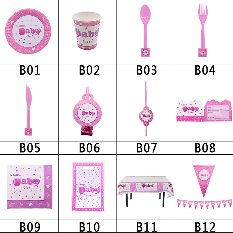 Boy or Girl Baby Shower Disposable Tableware Gender Reveal Cup Plate Napkin Tablecloth Garland Birthday Party Decoration