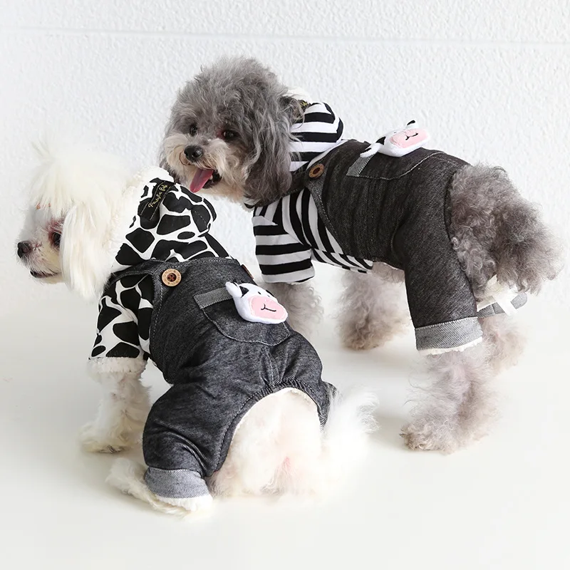 Теплая одежда для собак комбинезон с четырьмя штанинами костюм зимняя маленьких