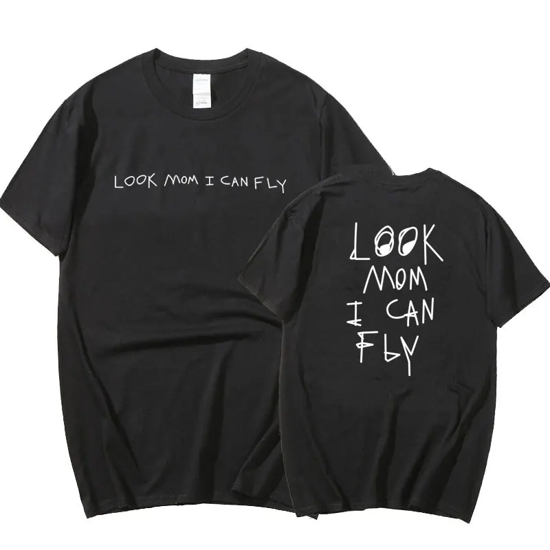 Men Women T Shirt Travis Scott look mom I can fly Print Hip Hop Couple Lovers T-Shirts men oversized t shirt Harajuku