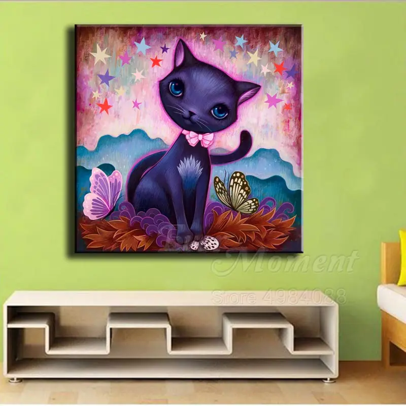 Алмазная живопись с котом звездой бабочкой 5D своими руками Настенный декор