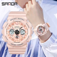 sanda 50m waterproof women men watch sports dual display wrist watch for male female clock relogio feminino high quality 2022