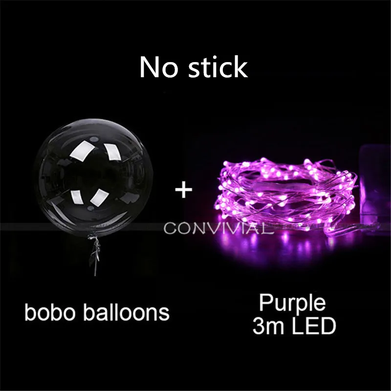 18inch Purple Светящийся светодиодный БОБО воздушный шар с палочками гелиевый прозрачный шар Свадебные украшения на день рождения детский прозрачный СВЕТОДИОДНЫЙ шарик - Цвет: 18inch Purple
