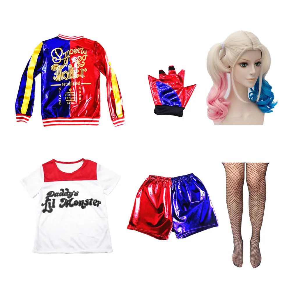 Детский костюм Харли для девочек Квинна косплевечерние карнавальный парик