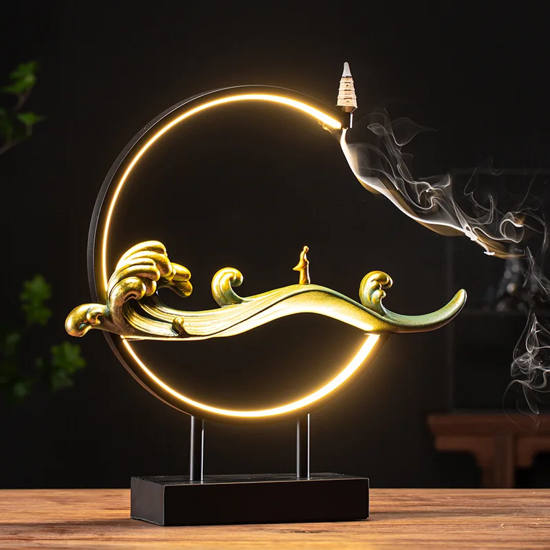 

Tea friends Wishful LED Backflow Incense Burner Ceramic Big Room Decor Household Indoor Sandalwood Incense Holder Best for Gifts