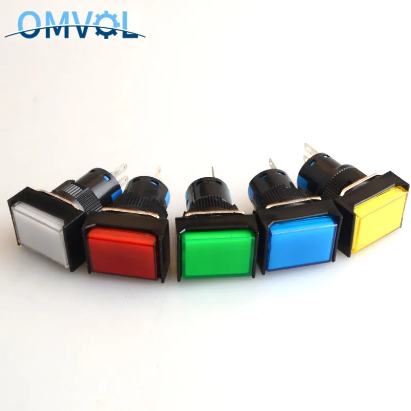 1PC 16mm Self-Recovery Rectangle Momentary Push Button 3Pin Plastic Reset Retangle Button