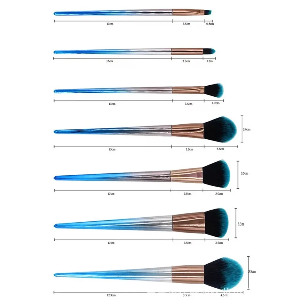 Набор кистей для макияжа девочек 7 шт. модный набор с градиентом серого и синего