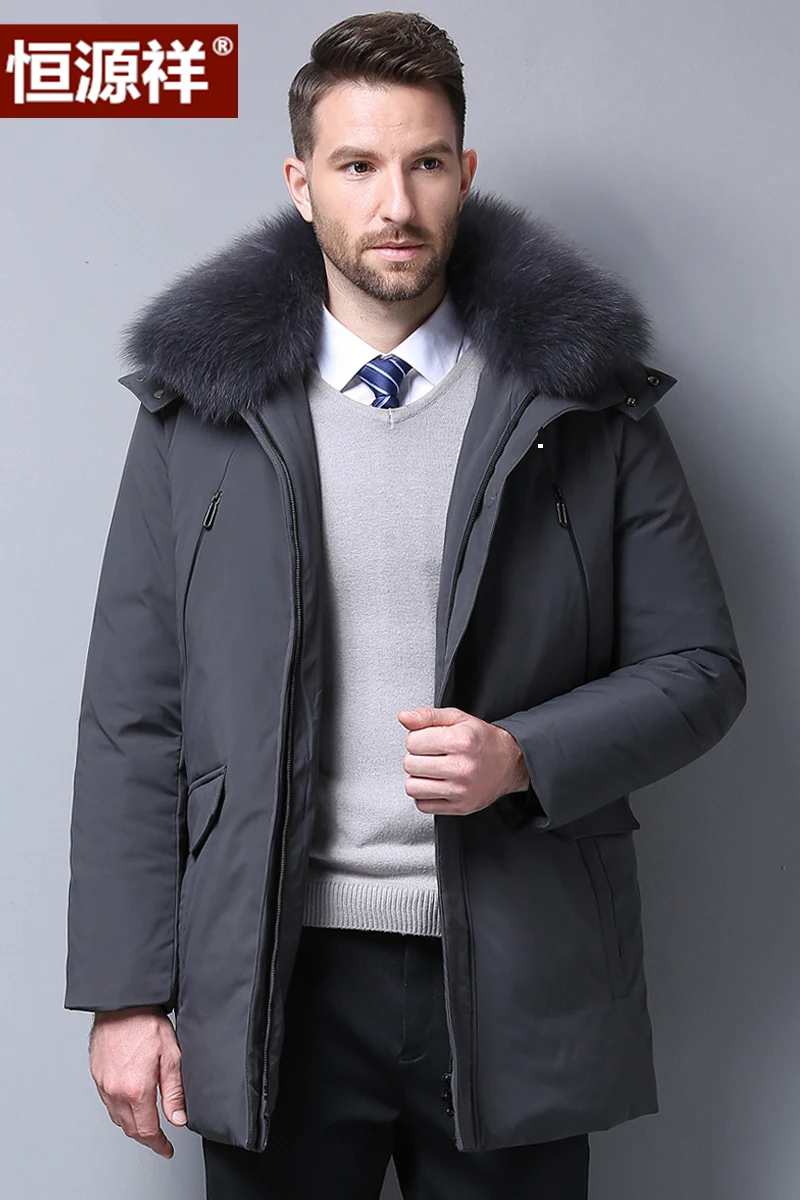 Middle-Aged and Elderly down Jacket Men's Thick Mid-Length Cold Protective Clothing Middle-Aged Father Winter Large Size Coat