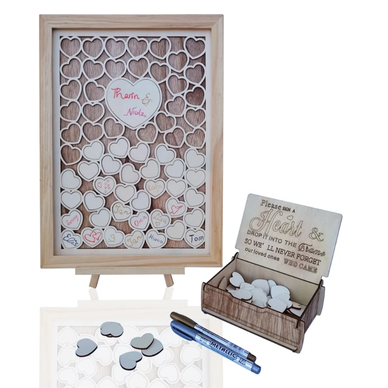 Деревянная индивидуализированная рамка для гостевой свадебной книги