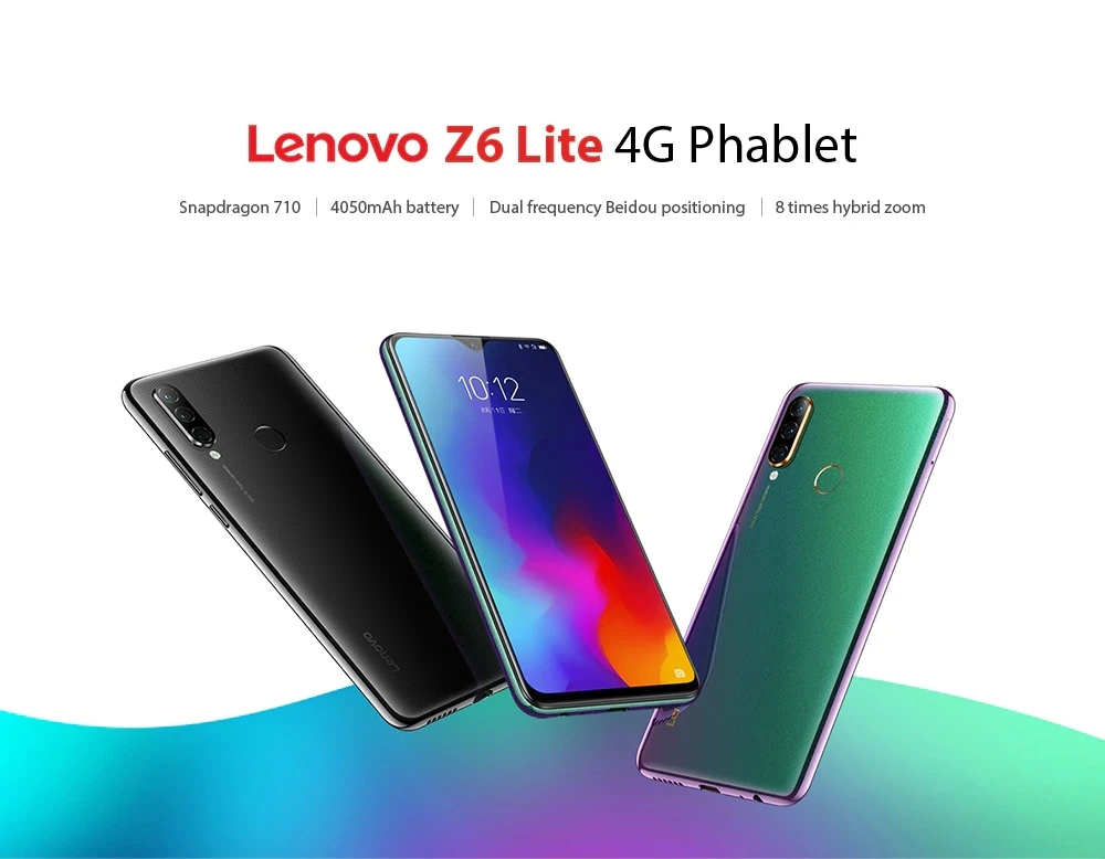 Lenovo Z6 Lite 4G Phablet 6,3 дюймов Android 9,0 Восьмиядерный процессор Snapdragon 6 ГБ+ 64 ГБ/128 ГБ 3 задняя камера 4050 мАч мобильный телефон