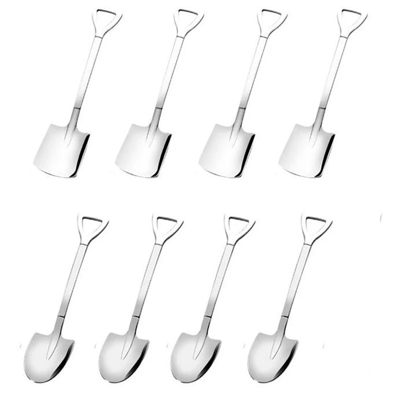 

8PCS 304 Stainless Steel Coffee Spoon Retro Shovel Ice Cream Spoon Creative Tea-Spoon Fashion Tableware