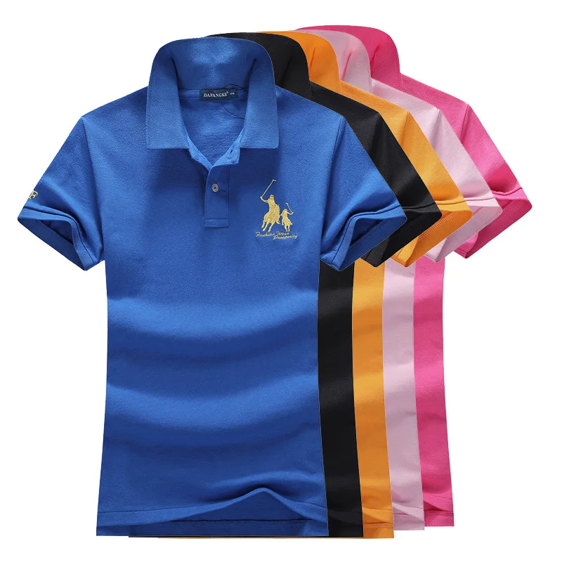 

Fashion Brand New Summer Ladies Polo Shirt Large Horse Short Sleeve 100% Cotton Casual Polos Hombre Clothes Lapel Tops Tees W01