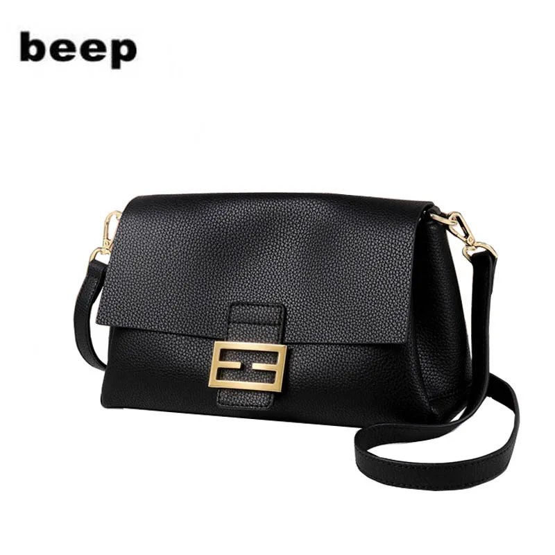 Beep women leather bag  2020 new shoulder messenger bag Simple ladies soft leather French underarm bag Small square bag