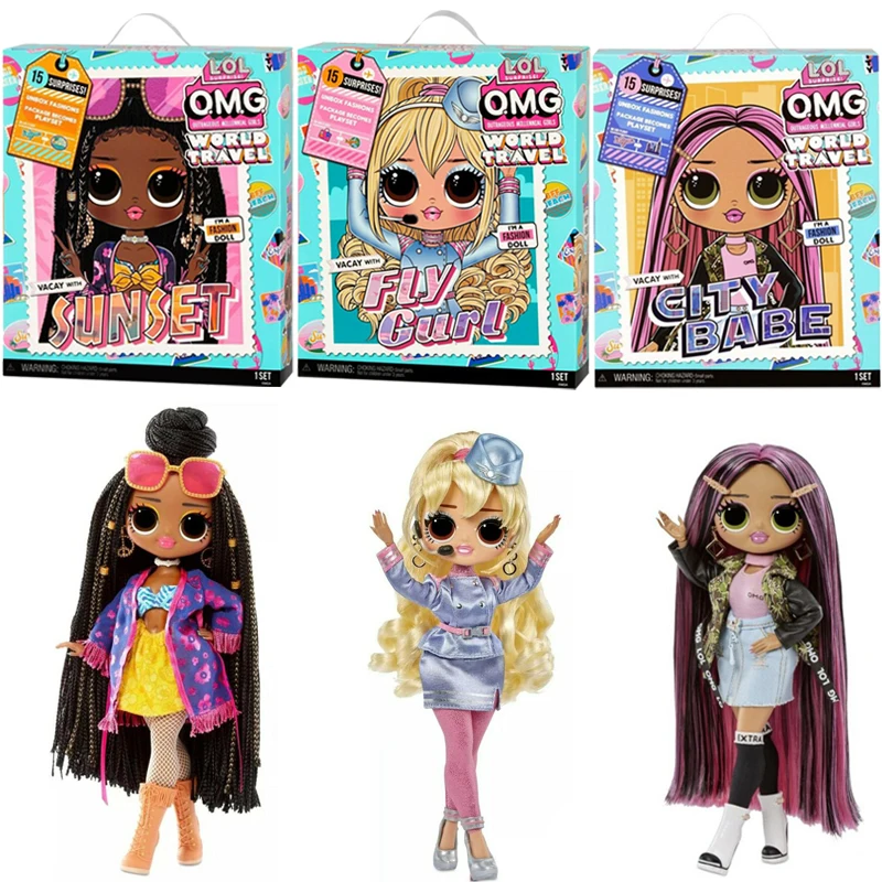 

Оригинальная кукла LOL Surprise OMG World Travel Sunset Fly Gurl City Baby с 15 сюрпризами, игровой набор для девочек, подарок