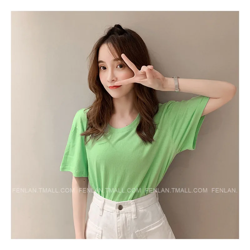 Футболка женская хлопковая с коротким рукавом модная мягкая свободная