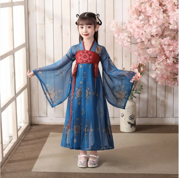 

Chinese Traditional Dress for Girls Ancient Chinese Costume Child Kid Fairy Dress Cosplay Hanfu Folk Dance Performance Clothing