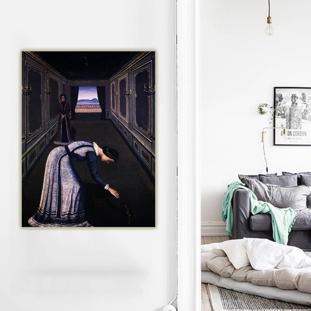 Картина маслом на холсте пол дельво женщина с розой 1936 дюйма Западное искусство