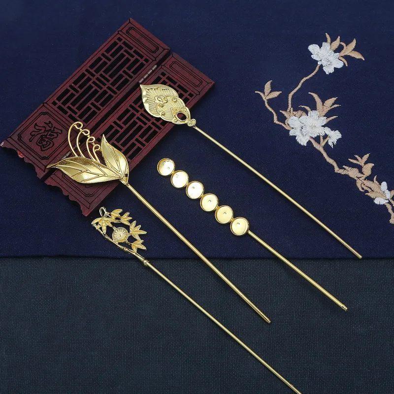 Китайская тиара Hanfu женские аксессуары для волос серебряные золотые заколки с