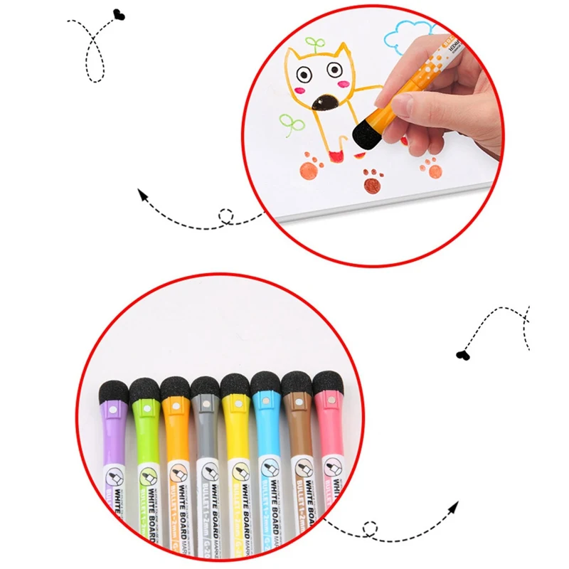 8 расцветок набор со стирающимися чернилами Магнитная Адсорбция указка кончик