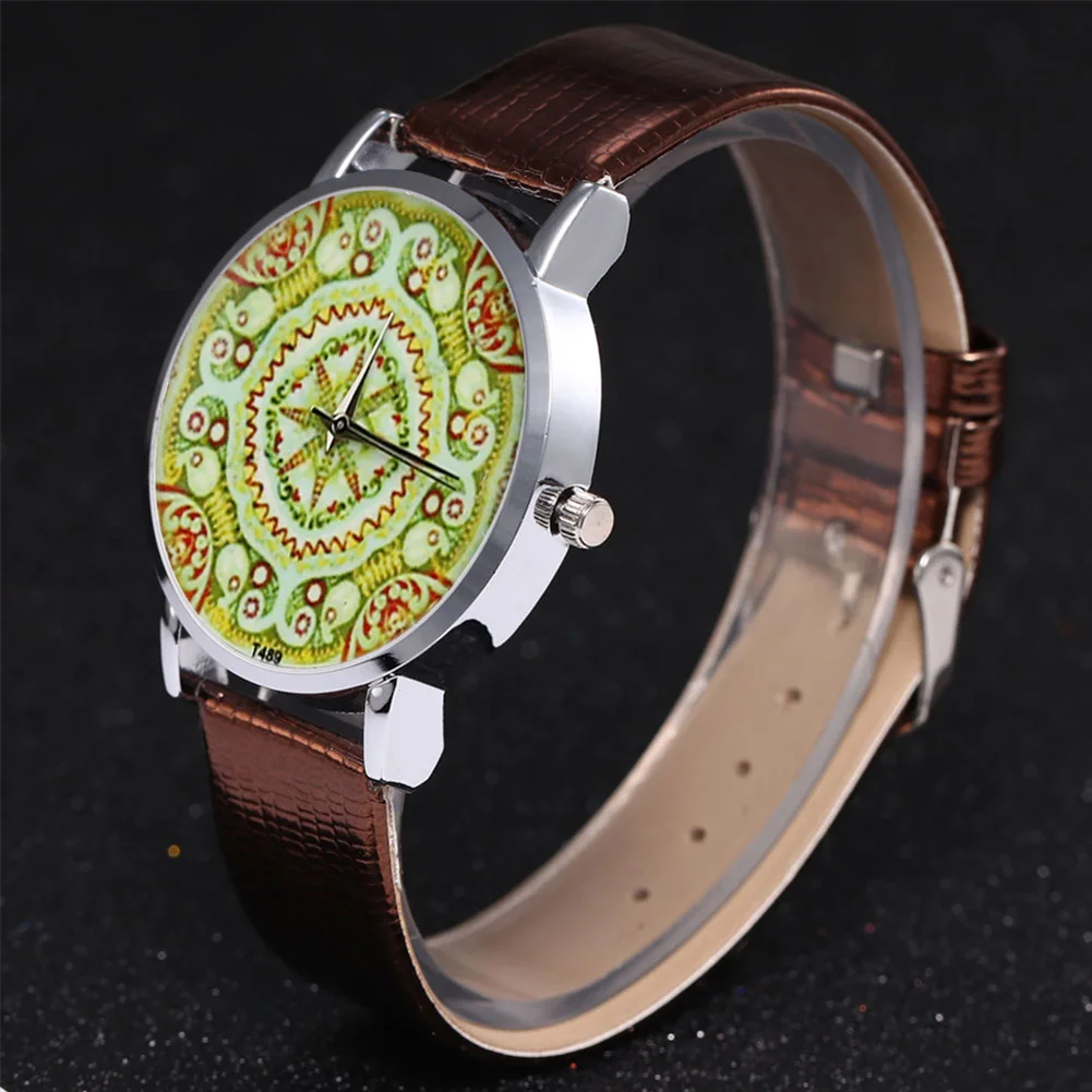 

Fashion Quartz Watch Mens Womens Couple Electronic Watch Geometric Symmetrical Pattern With Pu Wrist Strap
