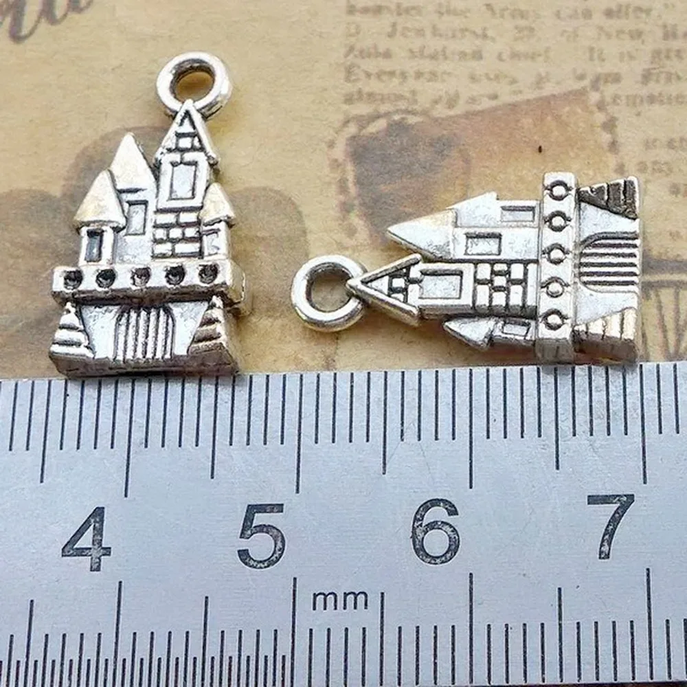 100pcs Castle Charms 21mm x 11mm DIY Jewelry Making Pendant antique silver color | Украшения и аксессуары
