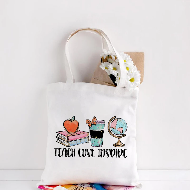 

Shoulder Tote Bag For Ladies gift for teacher Large Travel Handbag Reusable Female Beach Shopper Bag Canvas Women sac shopping