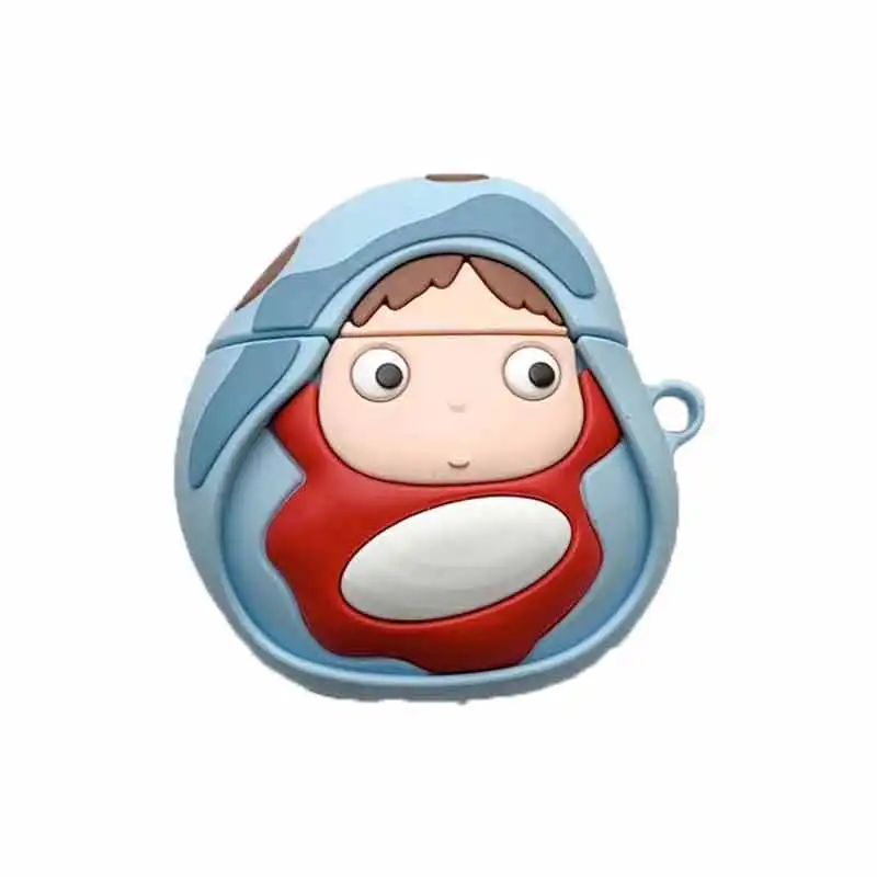 3D Япония милый мультфильм Миядзаки Хаяо Поньо на скале наушники кожаные чехлы для Apple Airpods 1/2 силиконовый защитный чехол