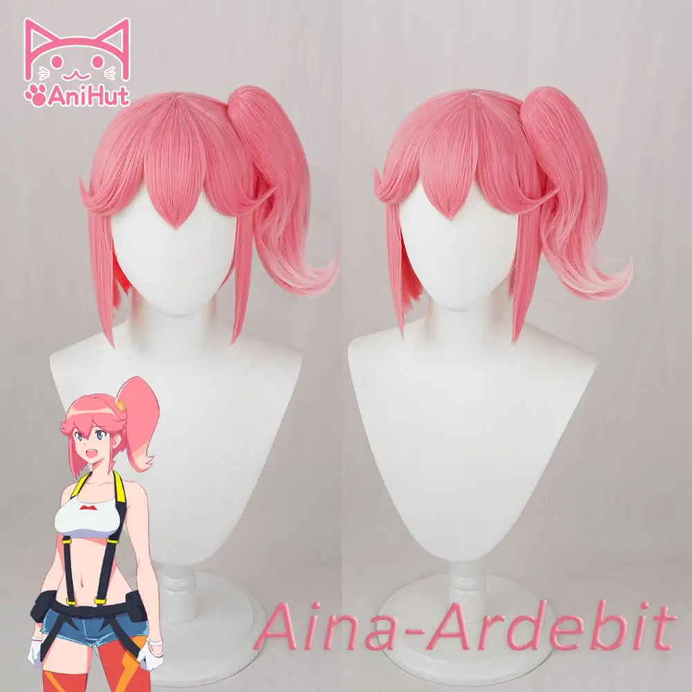 【AniHut】Aina Ardebit парик аниме PROMARE Burning Rescue косплей Розовый Синтетический