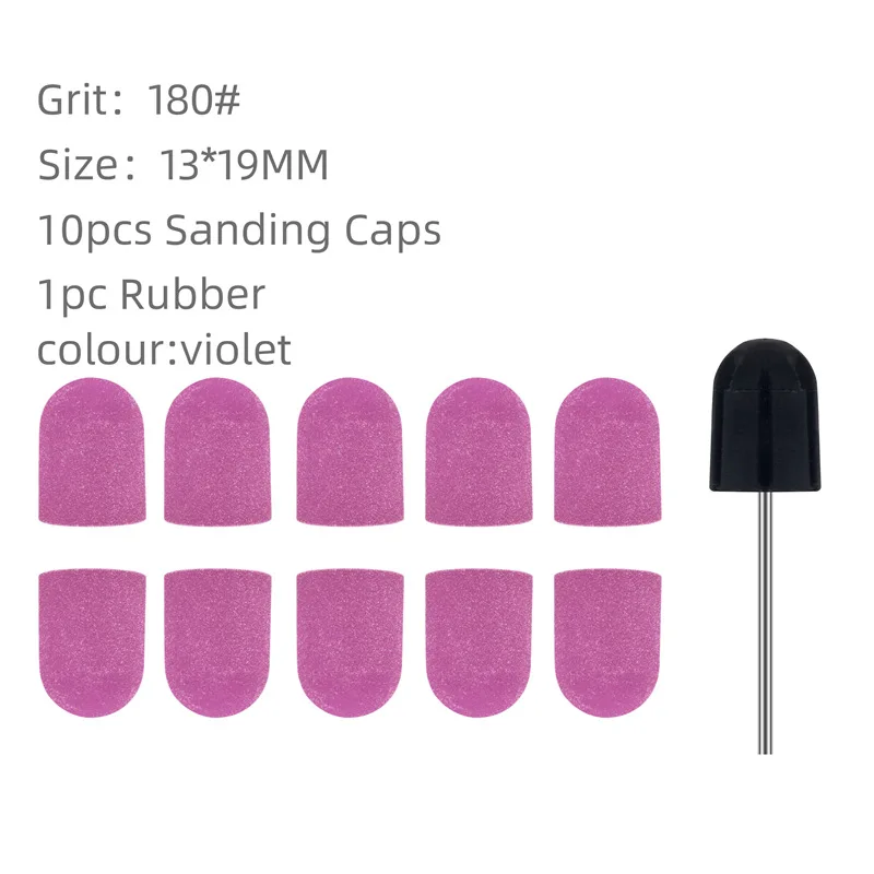 

10pcs Nail Sanding Caps with Rubber Nail Drill Bit Sand Hat Gel Polish Remover Nail Drill Accessories Clear Dead Skin Sand Hat
