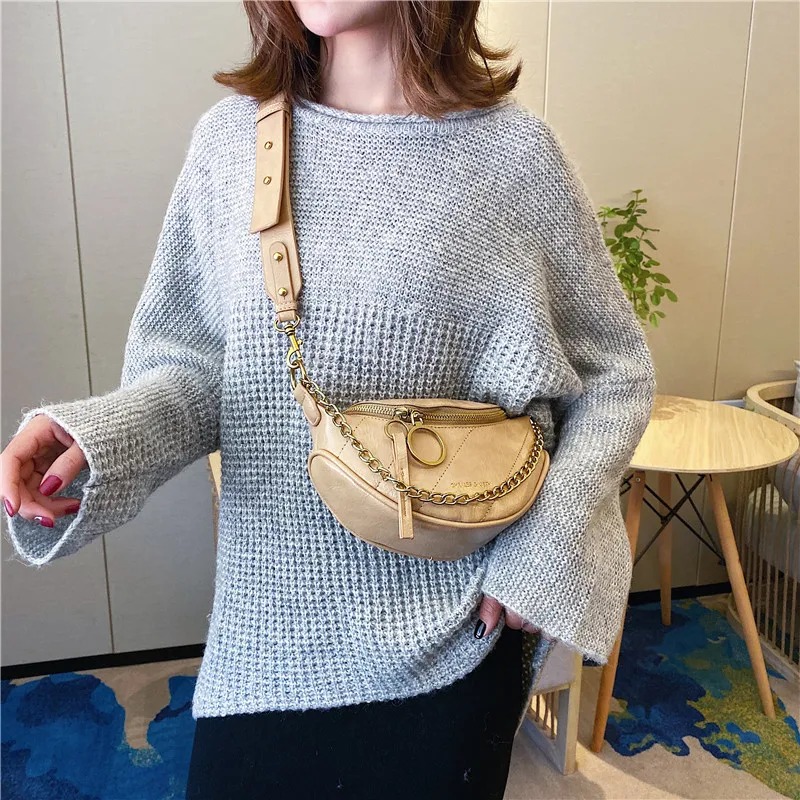 

Женские сумки через плечо, Повседневная простая уличная нагрудная Сумка на цепочке, на молнии, с регулируемым ремешком и пряжкой, сумки чере...