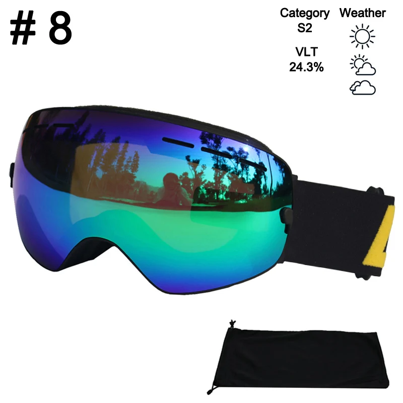 Color 8 Glasses LOCLE лыжные очки двухслойные UV400 Анти-Туман Лыжные очки Снег Катание на лыжах Сноуборд мотокросс очки Лыжные маски или очки - Цвет: Color 8 Glasses