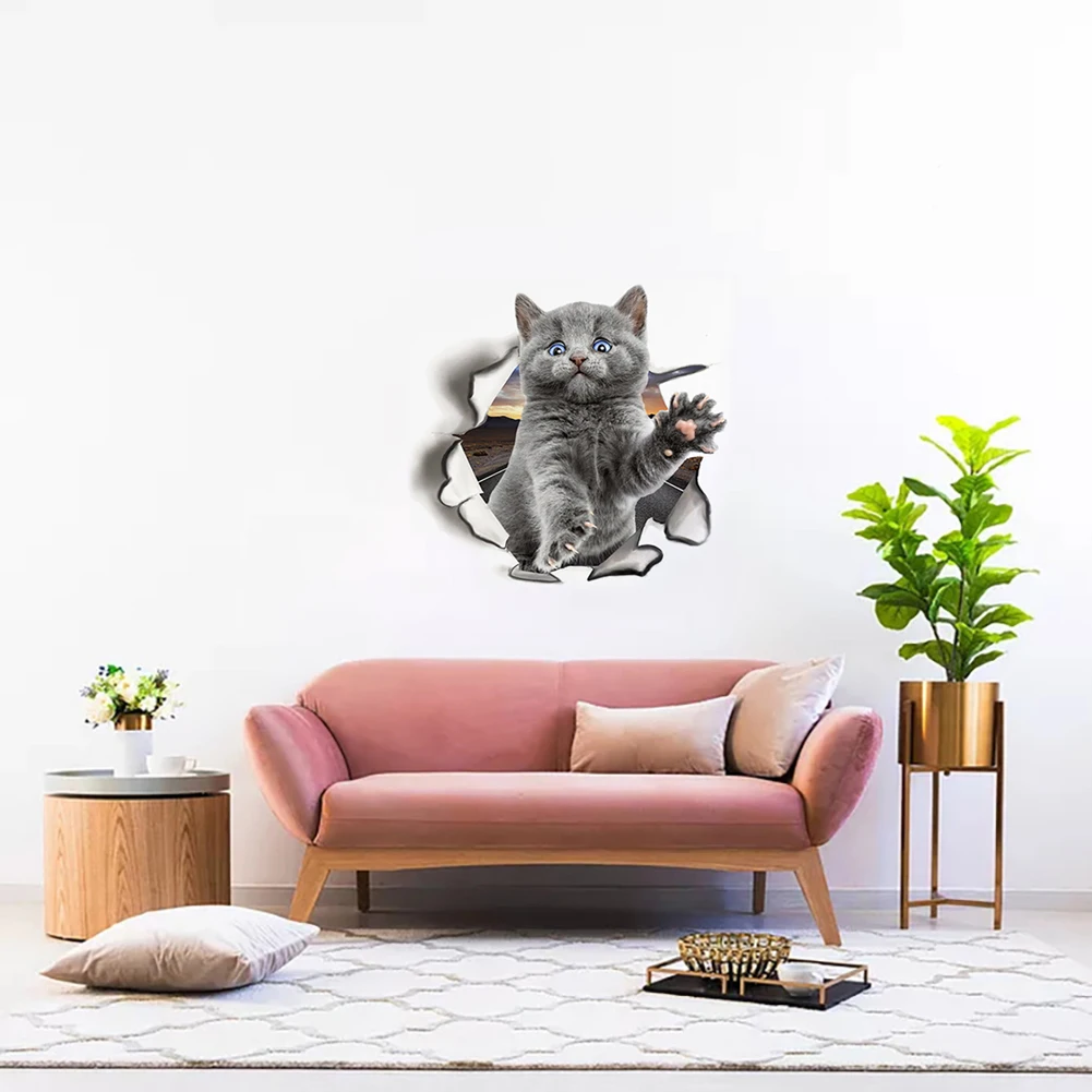 Модные 3D наклейки на унитаз в виде кошек милые животные кошки собаки наклейка