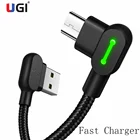 Кабель для быстрой зарядки UGI 2,4 А, 1 м, 2 м, 90 градусов, Micro USB, Type-C, USB C для синхронизации данных планшета, L-образный, для Samsung, Huawei, OPPO