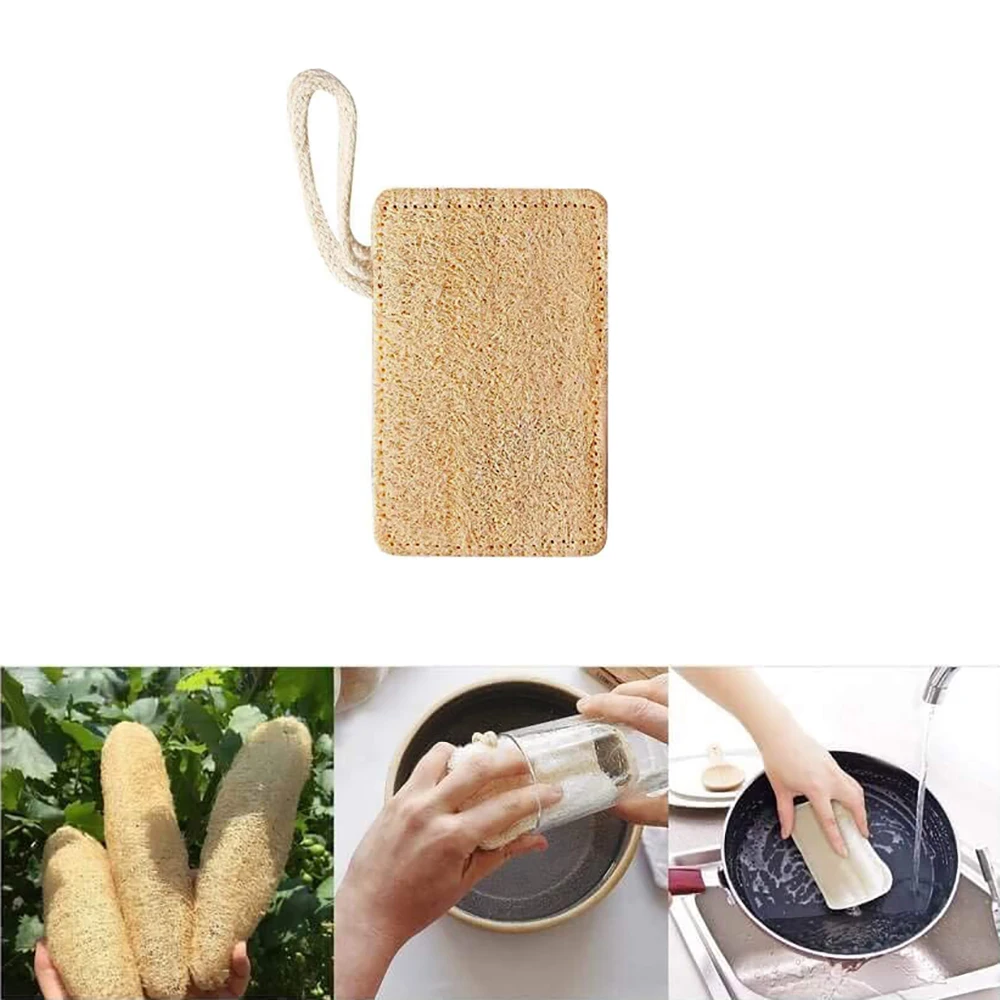 Натуральный с защитным напылением от жирных следов и Кухня мачалка люфа 6 шт.