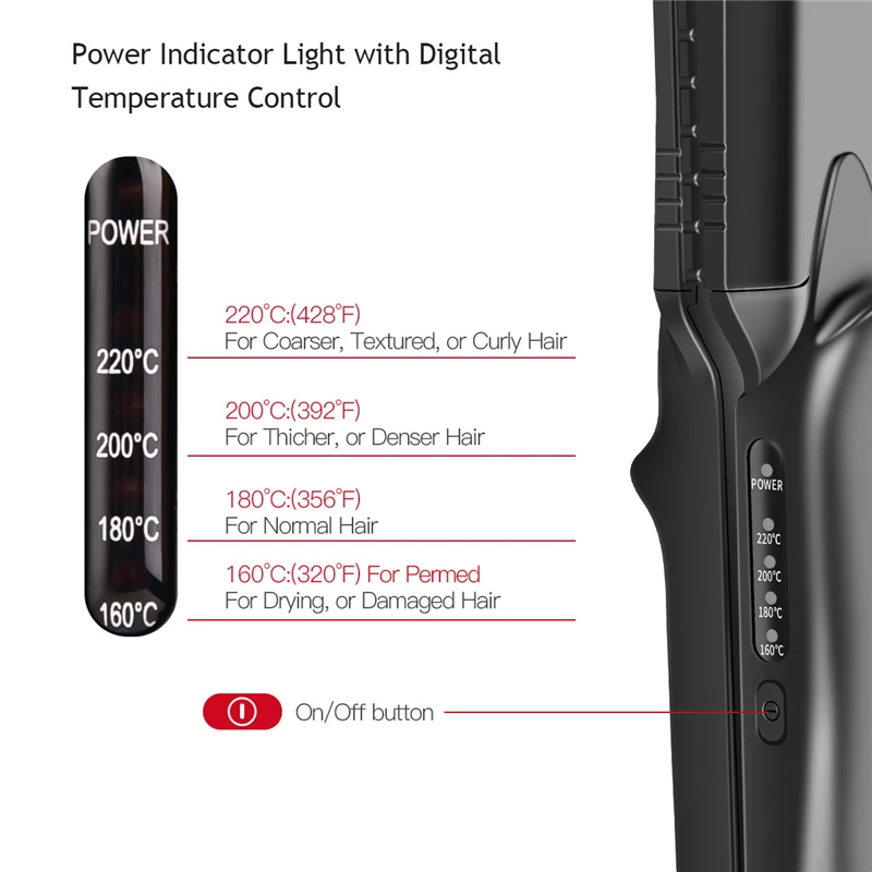 

Professional Hair Crimper Crimping Hair Straightener Flat Iron Curling 4 Interchangeable Ceramic Plate Adjustable Temperature 50