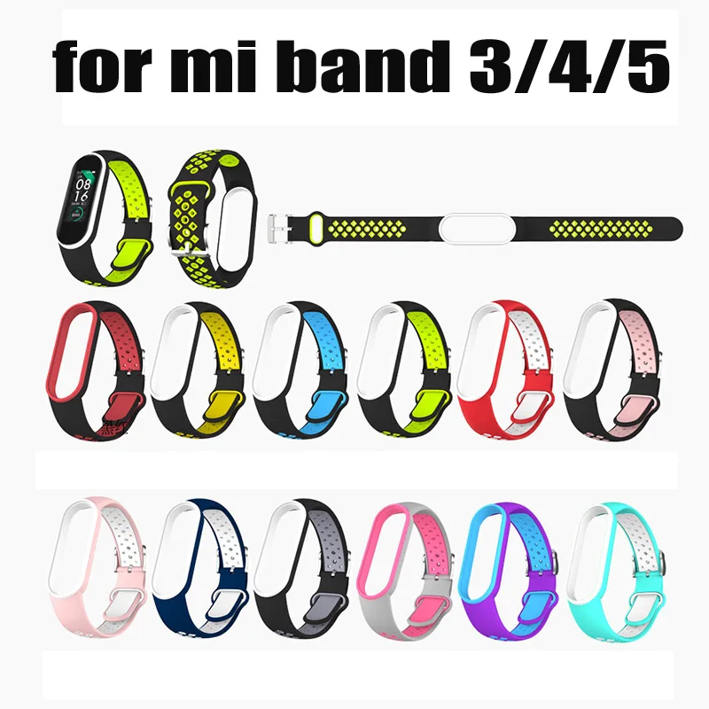 Ремешок силиконовый для Xiaomi Mi Band 4 5 6 браслет смарт часов NFC спортивные