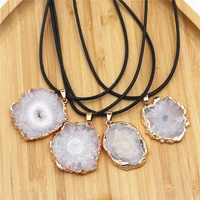 wrapped pendant natural stone slice patch pendant necklace used for jewelry making diy necklace accessories women necklace