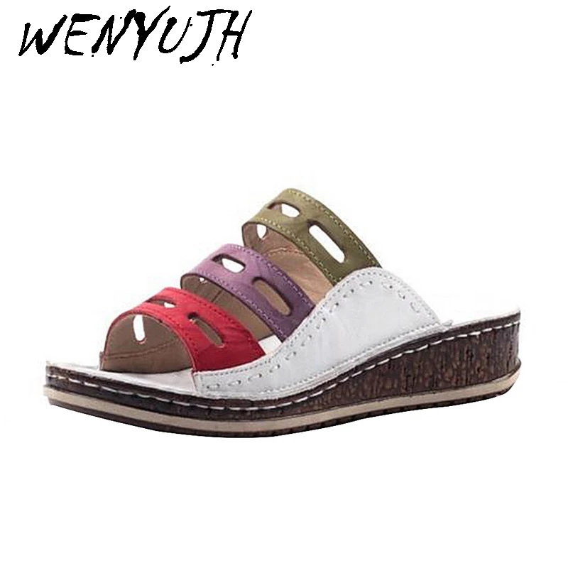 WENYUJH/женские летние шлепанцы в римском стиле Повседневная обувь ретро Босоножки