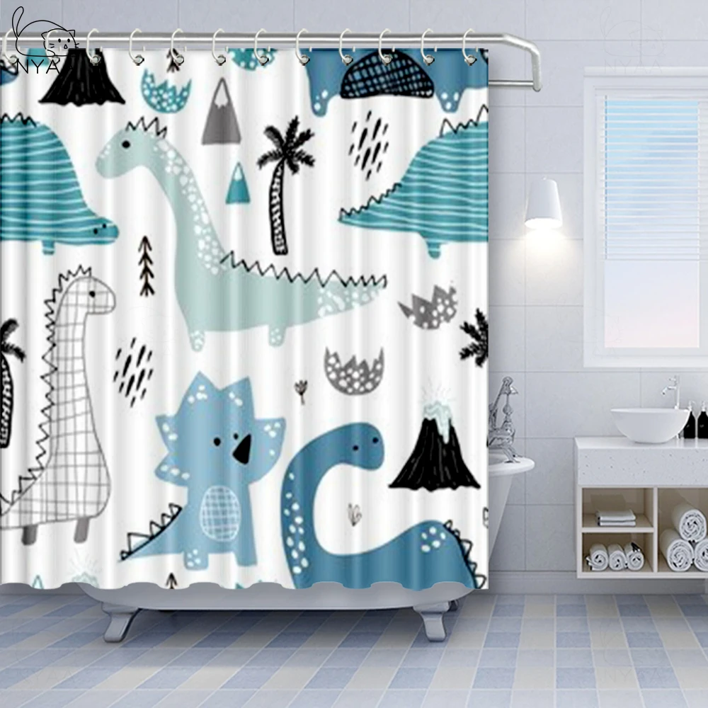 

Dinosaur Baby Shower Curtain Dino In Scandinavian Style Creative White Bathroom Curtains Wall Hanging Animal Shower Curtains