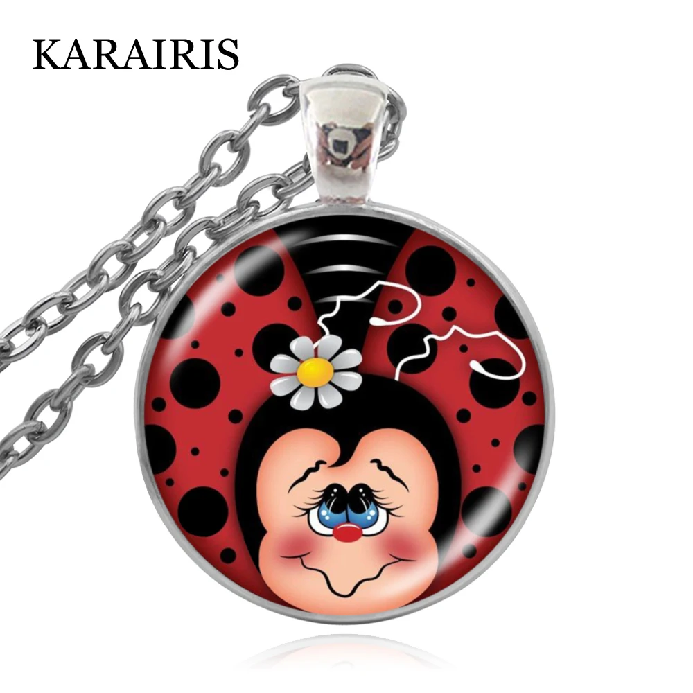

KARAIRIS New Cartoon Cute Ladybug Necklace Kawaii Red Insect Pendant Necklace For Women Girl Long Chain Charms Jewelry Gifts