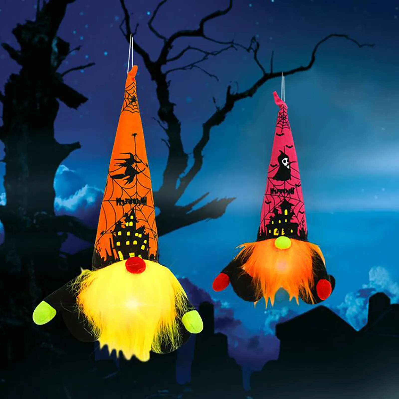 

2pc Halloween Glowing Dwarf Doll Ornaments Halloween Gnome Ornament Faceless Halloween Santa Handmade Faceless Plush Doll Cotton