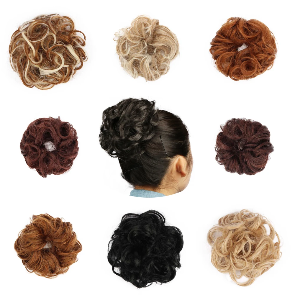 

Free Beauty Curly Chignon Women Synthetic Hair Bun Extensions Rubber Band 613# Blonde Hair Buns Heat Resistant Fiber GS-Q5