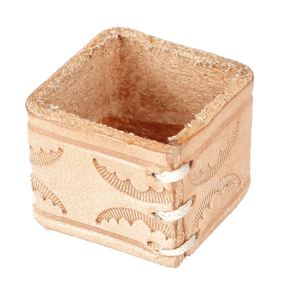 

Pocket Size PU Billiard Pool Cue Chalk Holder Natural Wooden Color