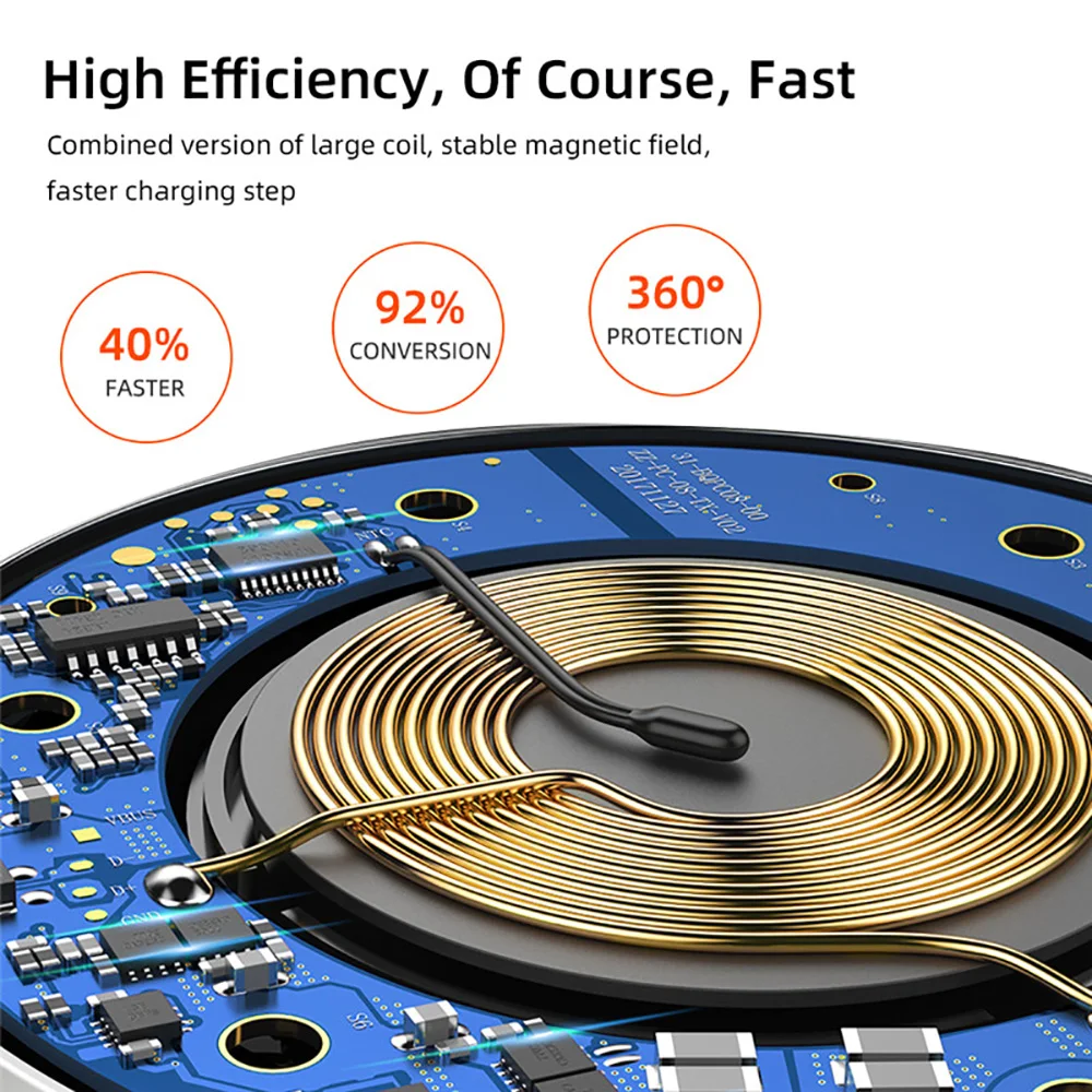 Беспроводное зарядное устройство Qi для Samsung Galaxy S8 S10 Xiaomi mi 9T Huawei P40 Nova 5T iPhone 12 11 Pro XS XR